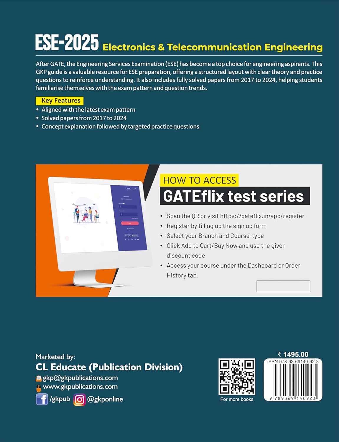 UPSC-ESE 2025: Electronics & TeleCommunication Engineering - Study Guide | Prelims Exam Paper-2 | Includes Solved Papers 2017-2024 | For GATE-ECE, State Engg. Services, UPPSC-AE & Similar