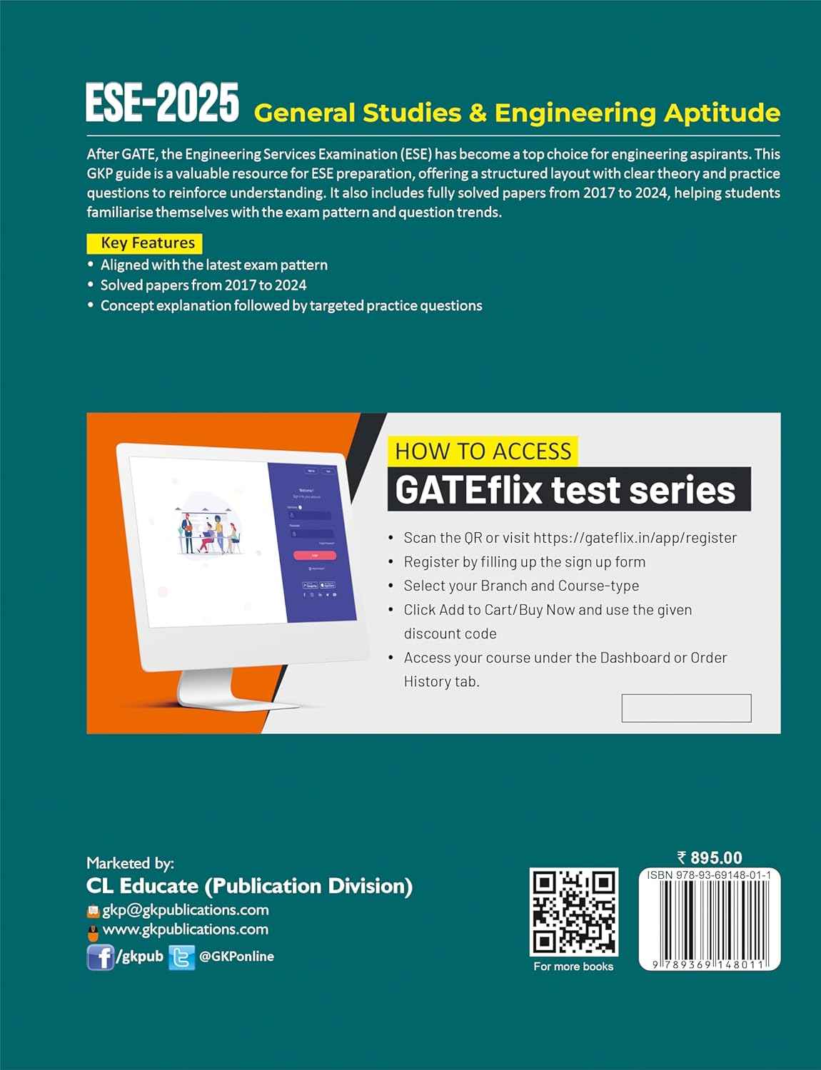 UPSC-ESE 2025: General Studies & Engineering Aptitude Study Guide | Prelims Exam Paper-1 | Solved Papers from 2017-2024 | Ideal for State Engg. Services, UPPSC AE & More