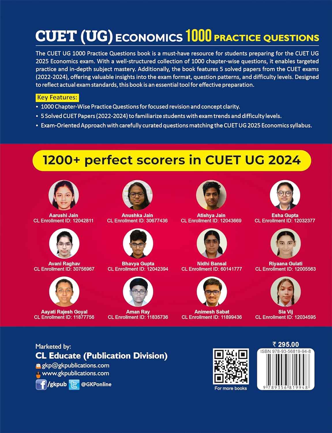 NTA CUET(UG) 2025 : Economics - 1000 Practice Questions | Includes 5 Actual Solved CUET Papers (2022-2024) by Career Launcher