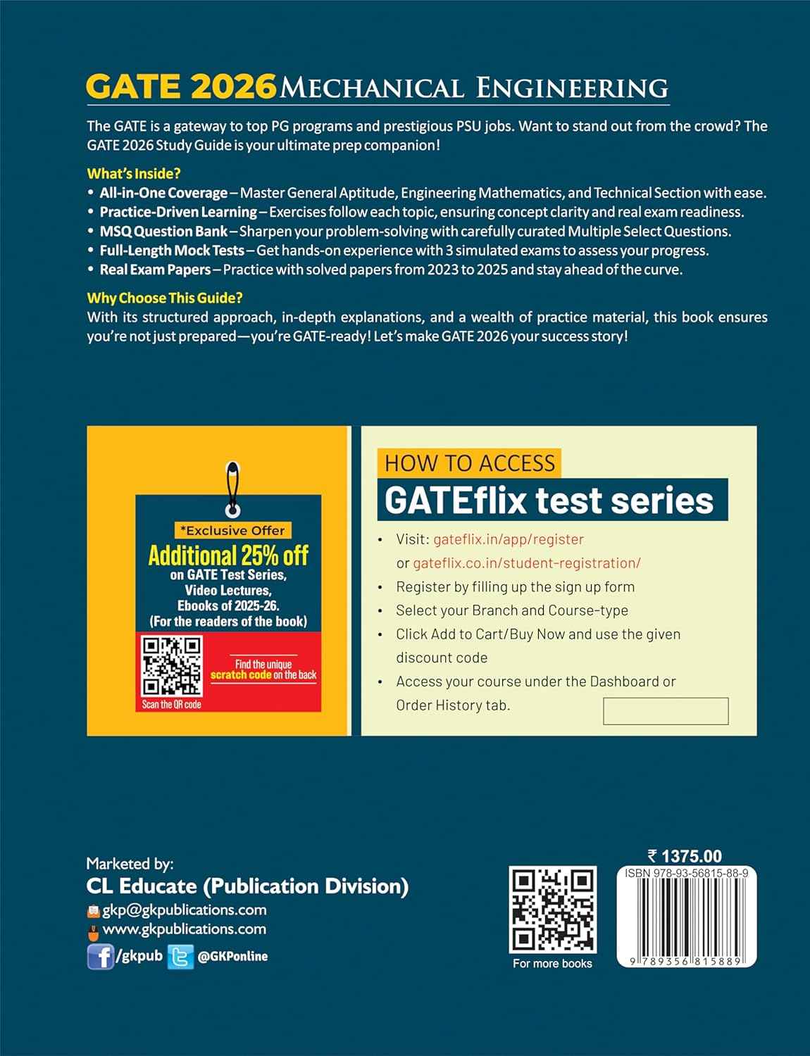 GATE 2026 : Mechanical Engineering - Study Guide | 3750+ MCQs, NTQs, MSQ Question Bank | Includes GATE Solved Papers 2023-25