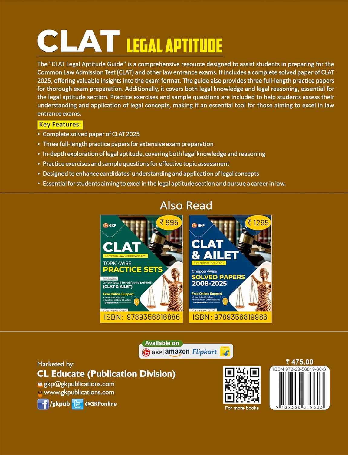CLAT 2026 : Legal Aptitude Study Guide | Includes Practice Paper & Complete Solved Paper of CLAT 2025 Exam