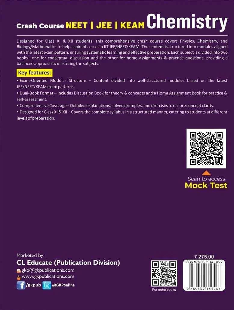 Crash Course: NEET | JEE | KEAM - Chemistry (Class 11-12) - Discussion Questions | Includes Chapter-wise MCQ with Hints & Solutions