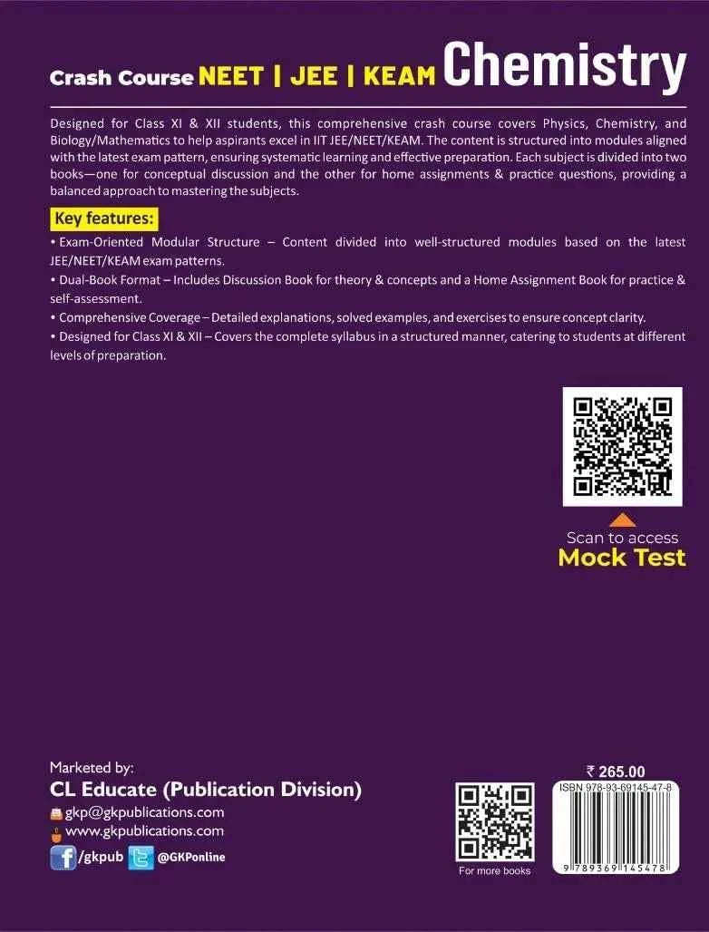 Crash Course: NEET | JEE | KEAM - Chemistry (Class 11-12) - Home Assignment | Includes Previous Year Solved Papers | Questions & Solutions