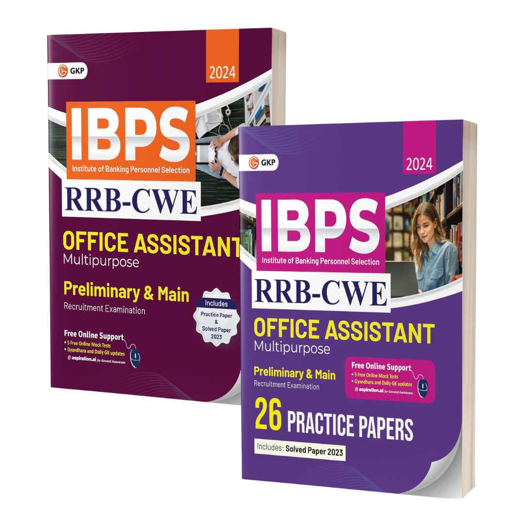 Combo Set: IBPS 2024: RRB-CWE Office Assistant (Multipurpose) Preliminary & Main (Guide & Practice papers) by GKP