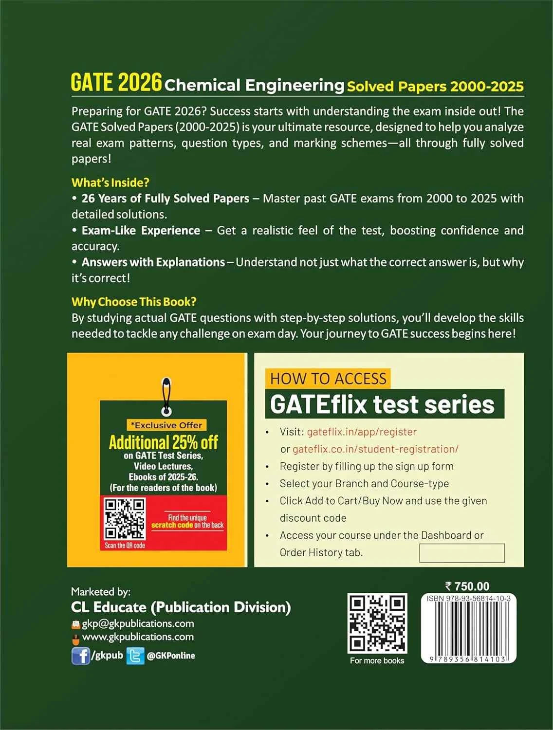 GATE 2026: Chemical Engineering – 26 Years of Fully Solved Papers (2000-2025) | Answers with Explanations | With GATEflix Test Series