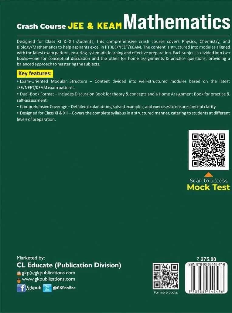 Crash Course: JEE | KEAM - Mathematics (Class 11-12) - Discussion Questions | Includes Chapter-wise MCQ with Hints & Solutions