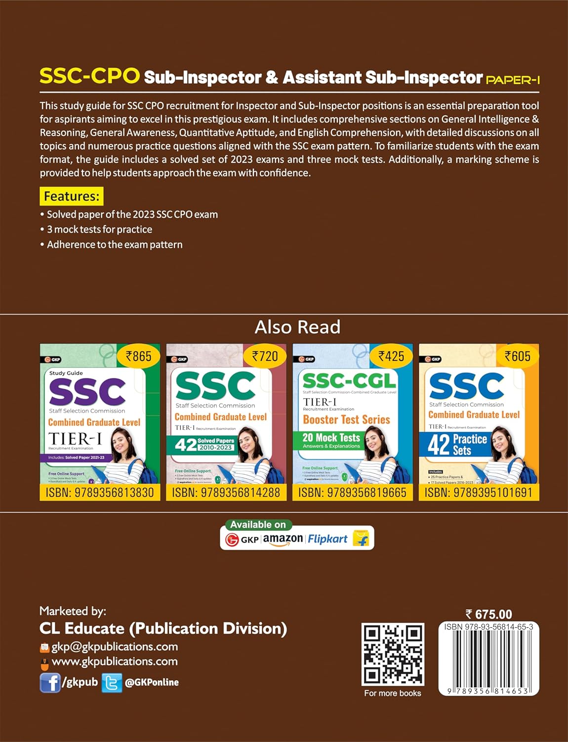 SSC-CPO 2024: Sub-Inspector & Assistant Sub-Inspector - Study Guide (Paper-1) | Includes 3 Mock Tests + Solved Paper of 2023 | SSC Central Police Organization Exam