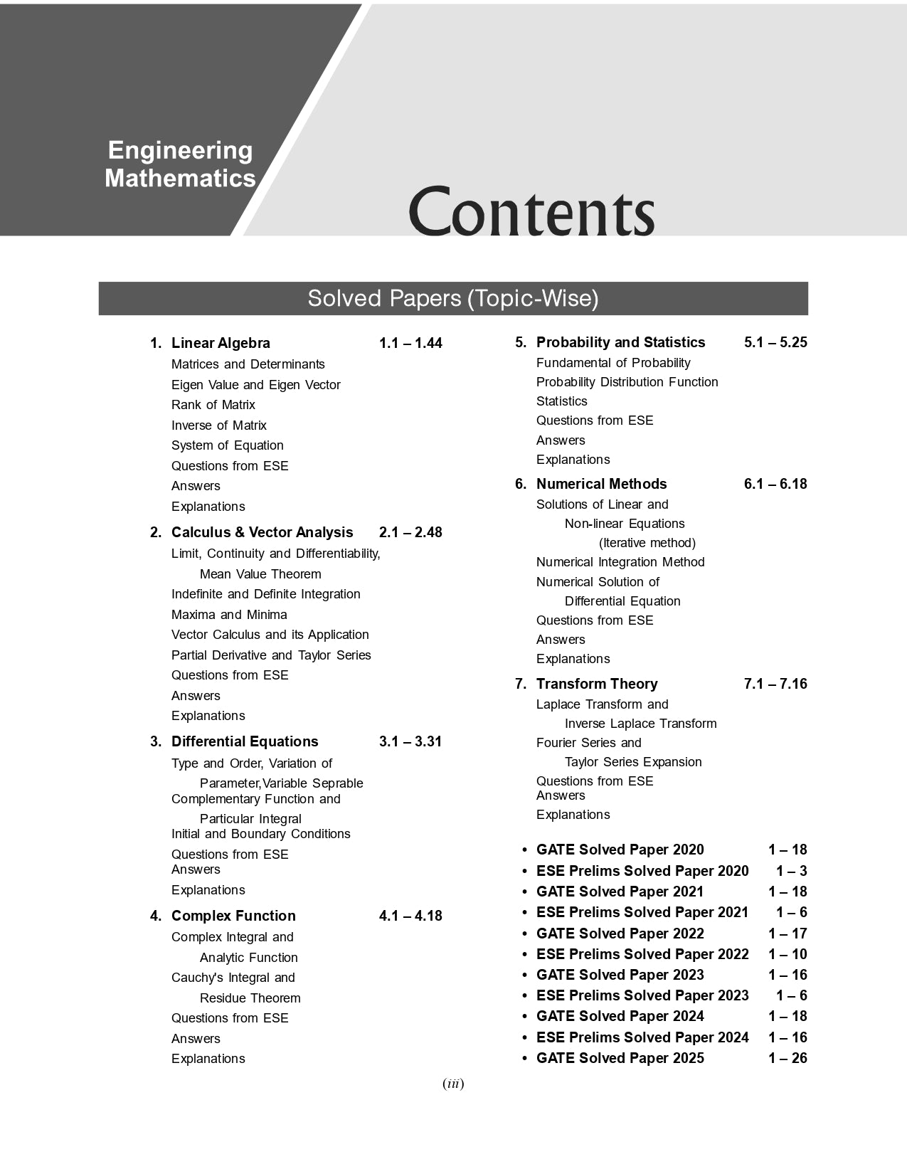 GATE & ESE Prelim 2026 : Engineering Mathematics - Topic-wise Previous Solved Papers