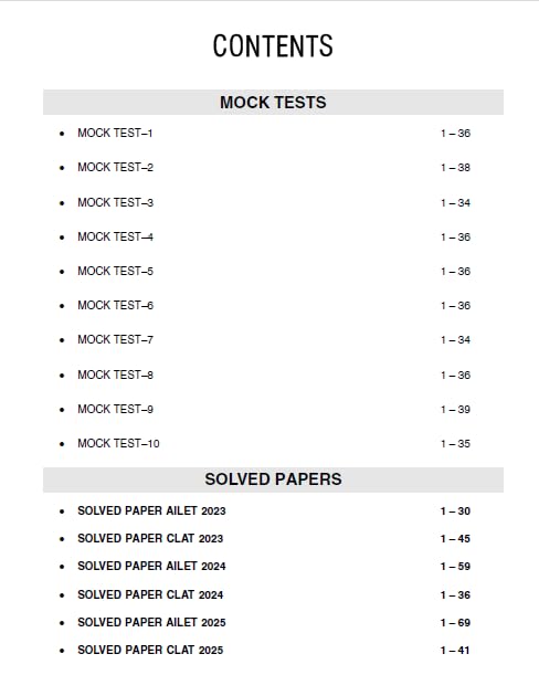CLAT | AILET 2026 : 10 Mock Tests with Detailed Solutions | Includes 2023- 2025 Solved Papers By Priya Jain