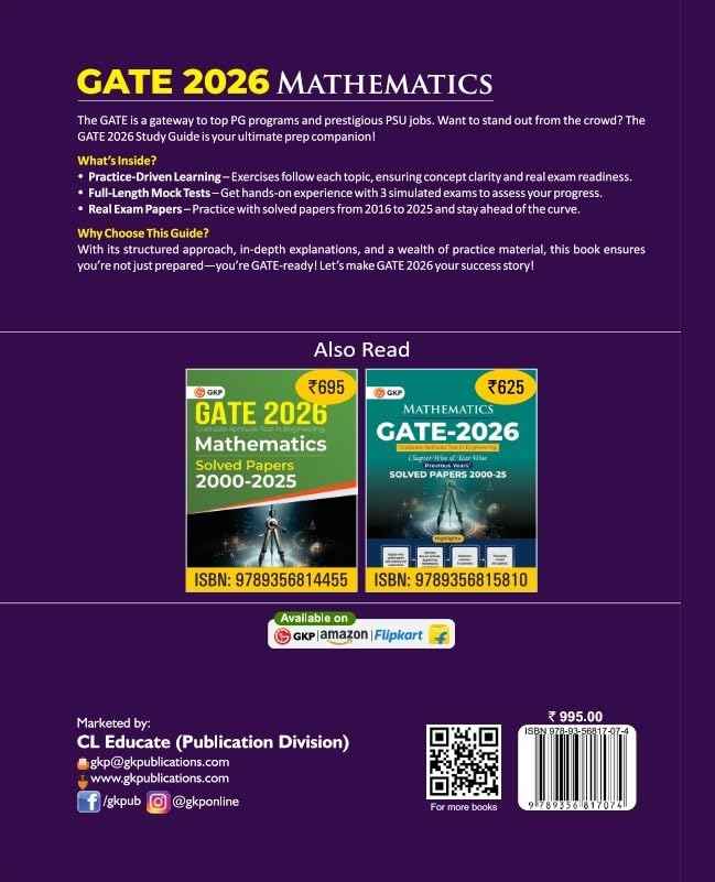 GATE 2026 : Mathematics - Guide| Solved Papers 2016-2025| 2500+ MCQs for Practice
