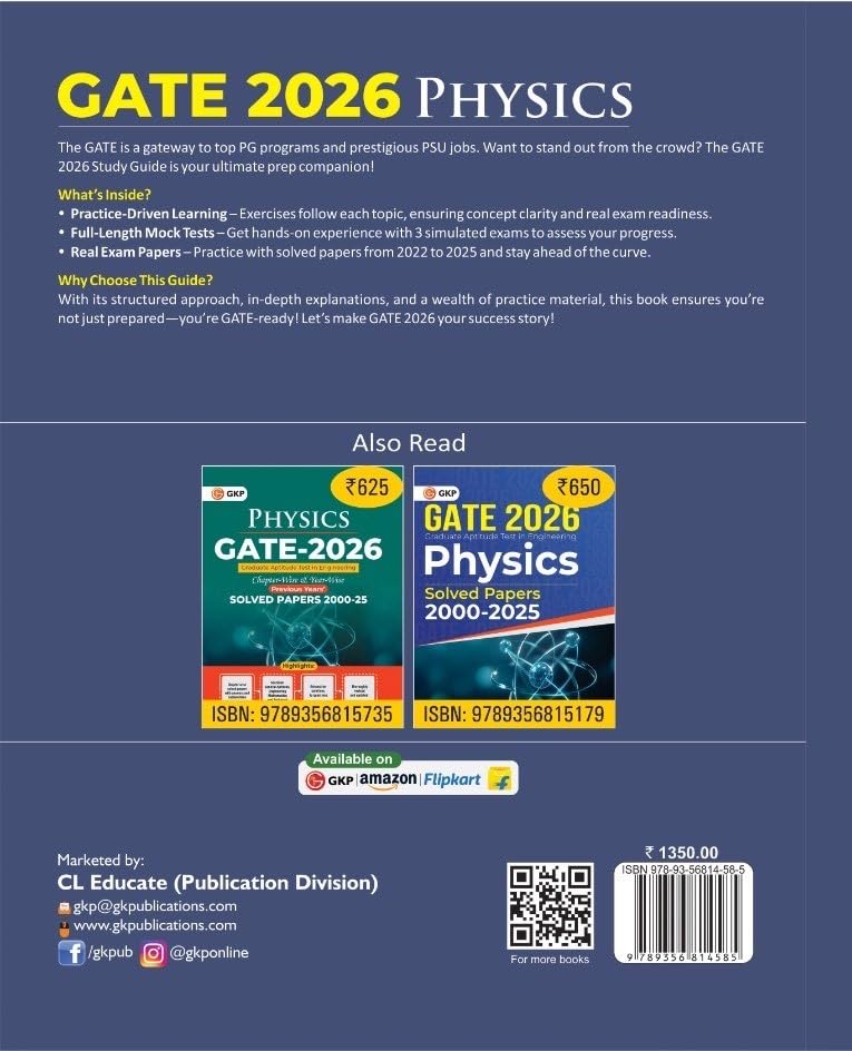 GATE 2026: Physics Study Guide | 2250+ MCQs & NTQs | Includes GATE 2022-2025 Solved Papers | Full-Length Mock Tests | GATE Prep Guide | With GateFlix Test Series