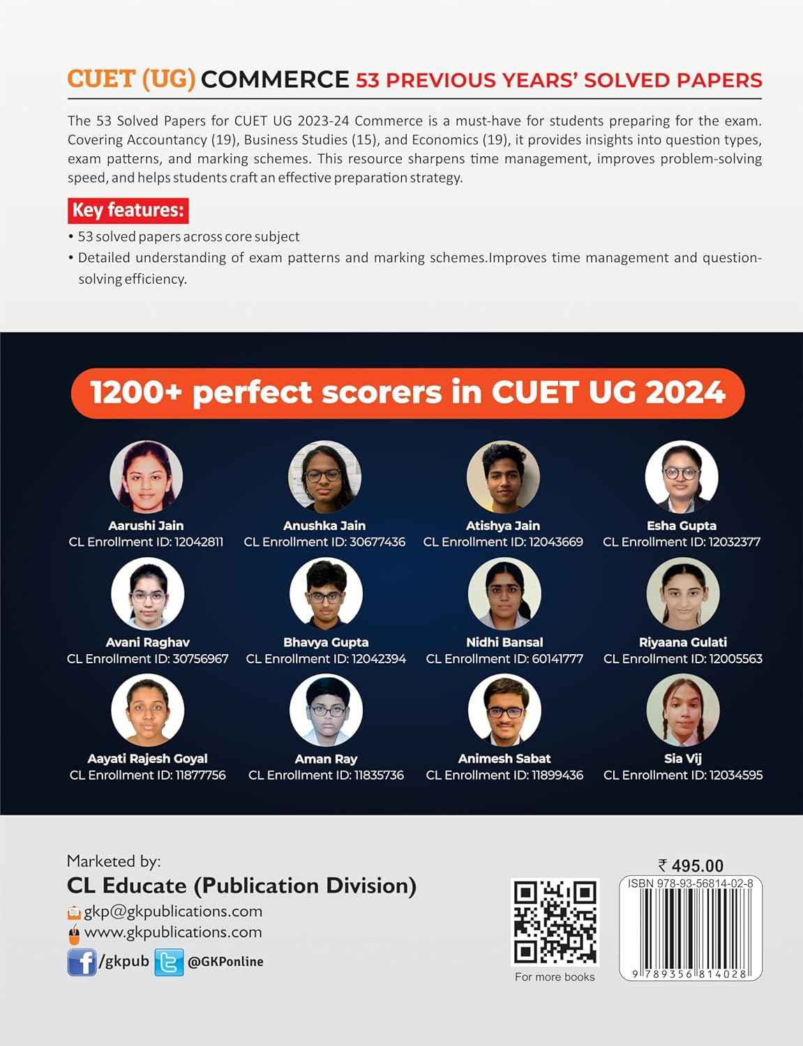 NTA CUET-UG 2025 : Commerce - 53 Previous Years Solved Papers - (19 Accountancy | 15 Business Studies | 19 Economics) By Career Launcher