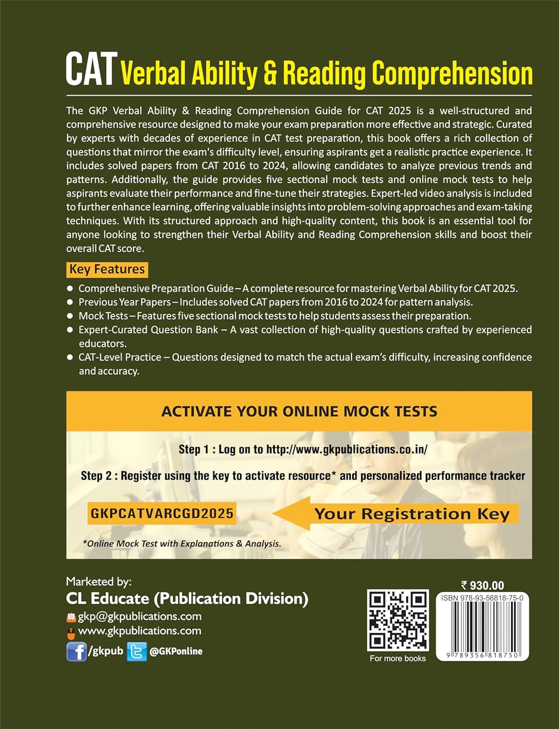 CAT 2025 : Verbal Ability & Reading Comprehension (VARC) Study Guide | Includes Solved CAT Papers (2016-2024) & 5 Sectional Mock Tests