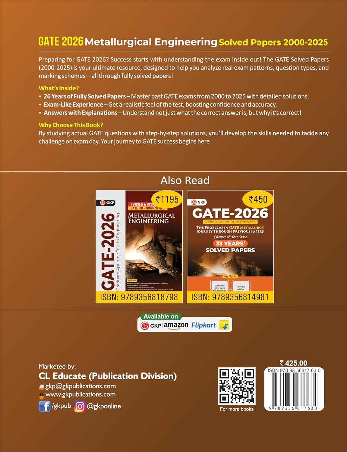 GATE 2026 : Metallurgical Engineering - Solved Papers (2009-2025)