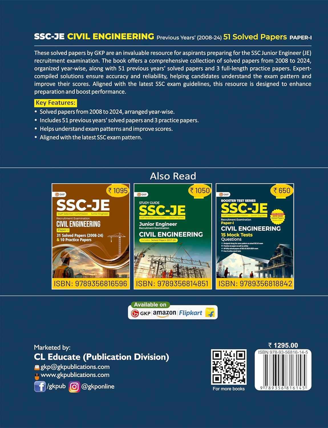 SSC-JE 2025-26: Civil Engineering (Paper-1) - Previous Years (2008-24) 51 Solved Papers | Includes 3 Full-Length Practice Papers | SSC - Civil Junior Engineer Exam