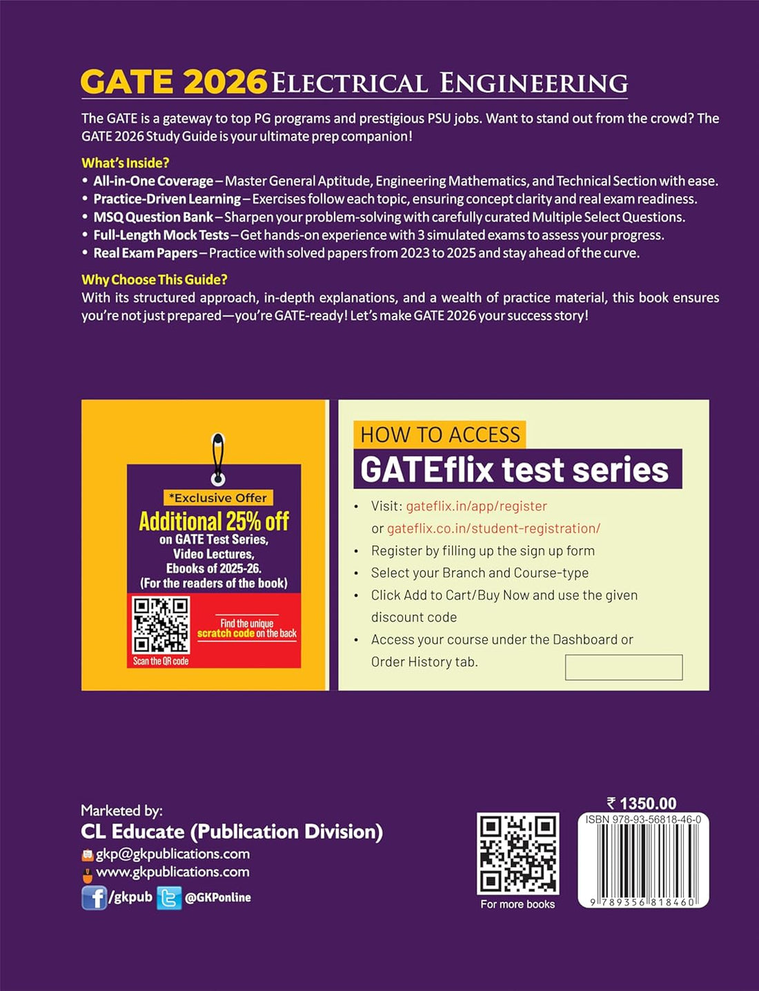 GATE 2026 : Electrical Engineering - Study Guide | 3000+ MCQs, NTQs, MSQ Question Bank | Includes GATE Solved Papers 2023-25