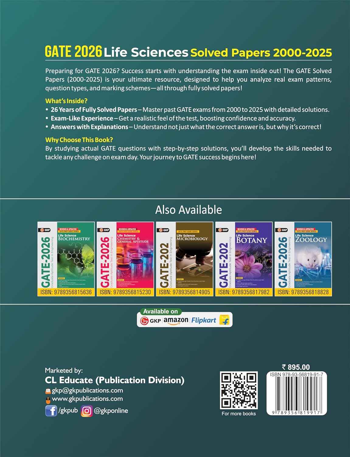 GATE 2026: Life sciences - 26 Years of Fully Solved Papers of 2000-2025 | By Dr. Prabhanshu Kumar & Er. Preeti T. Kumar | With Detailed Solutions | Answers with Explanations