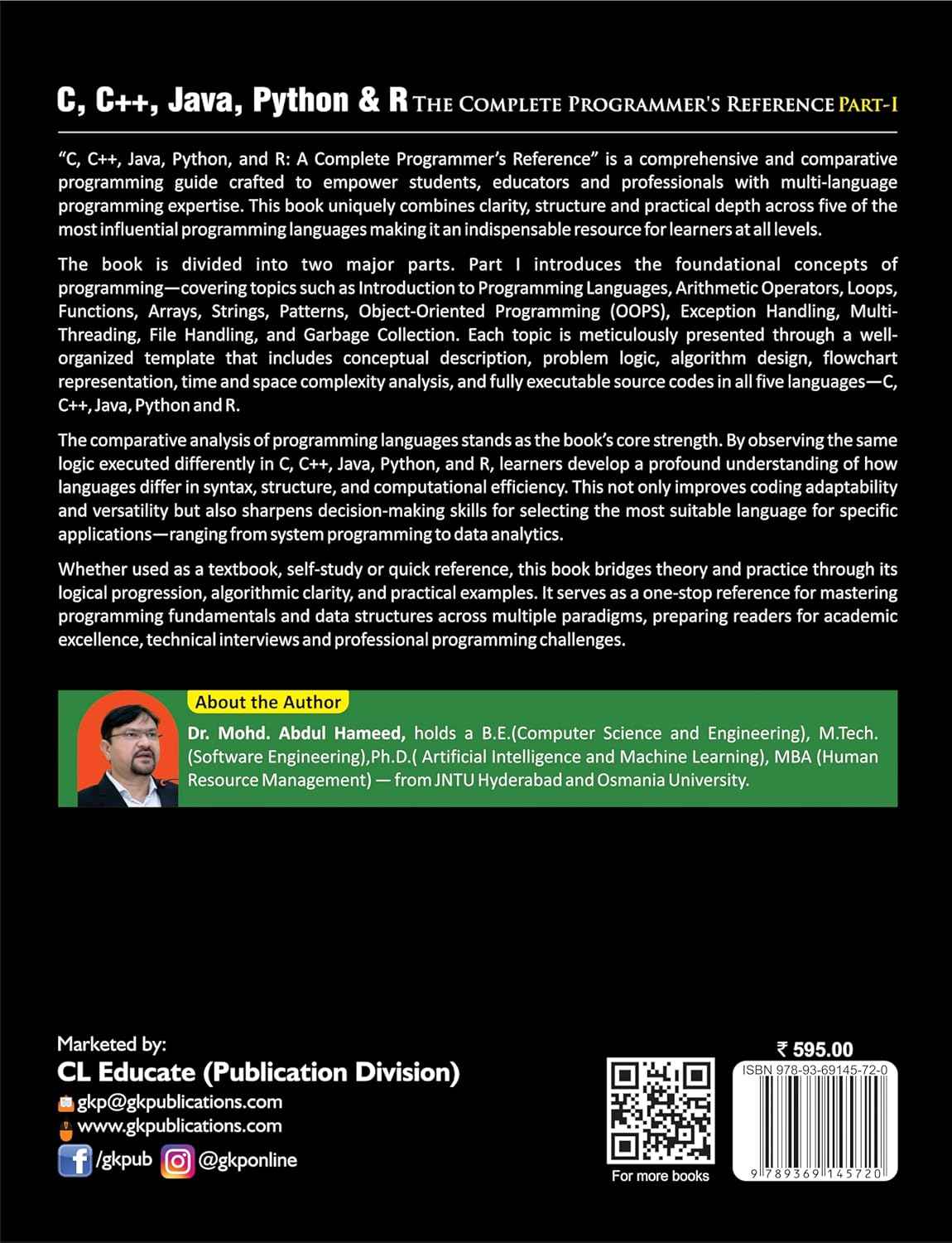Codewise: C, C++, Java, Python & R - The Complete Programmer Reference By Dr. Mohd. Abdul Hameed | Includes Executable Code for Practice | Ideal for Students, Educators & Programmers