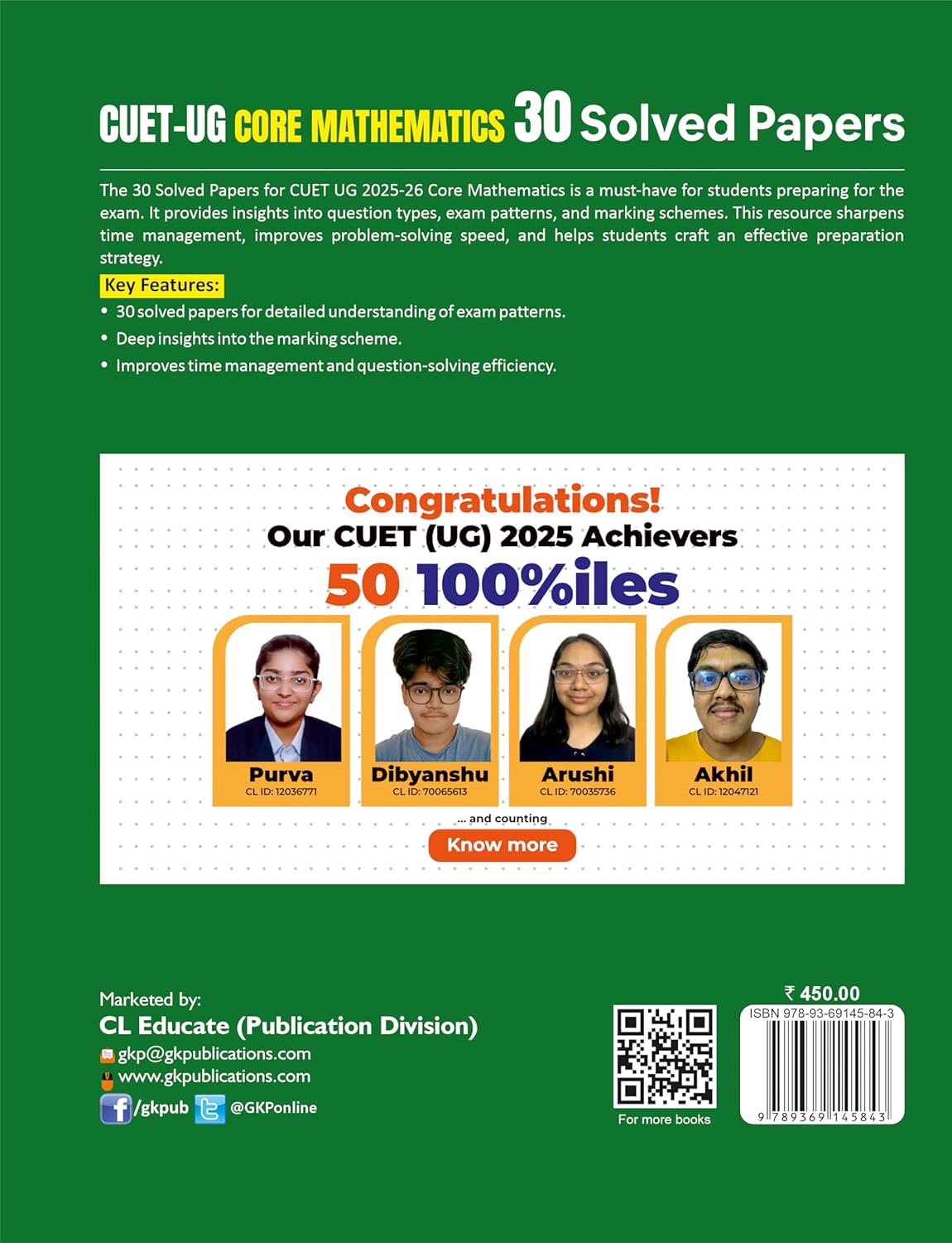 CUET UG 2025-26 : Core Mathematics | 30 Solved Papers | Previous Years’ Question Papers with Detailed Solutions