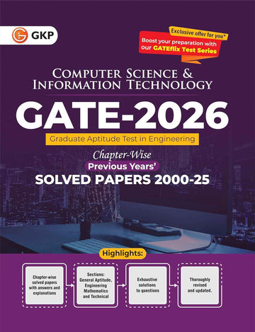 GATE 2026 : Computer Science & Information Technology - 26 Years of Chapter-wise Previous Years Solved Papers (2000-2025) | GATE 2025 Fully Solved Paper | With GATEflix Test Series