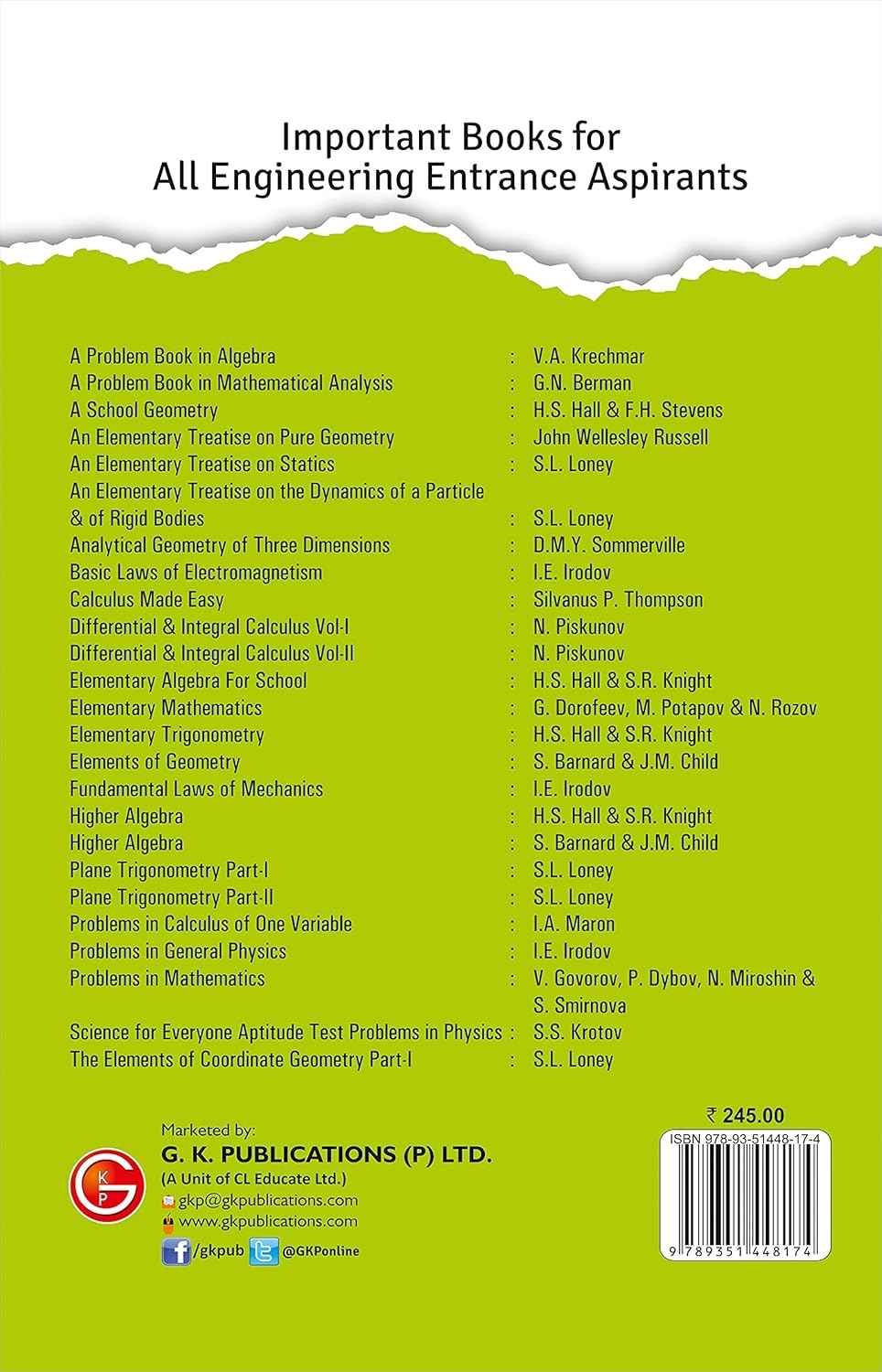 Problems in General Physics by I.E. Irodov | Ideal for JEE, SAT, GRE & Engineering Exams