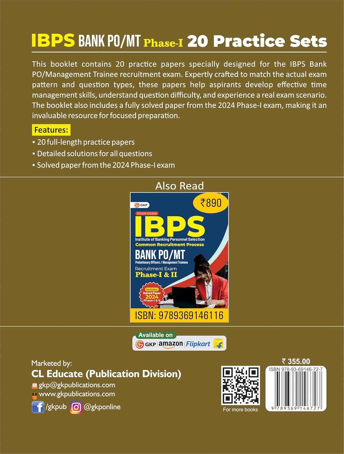 IBPS 2025 : Bank PO / MT Phase I - 20 Practice Sets