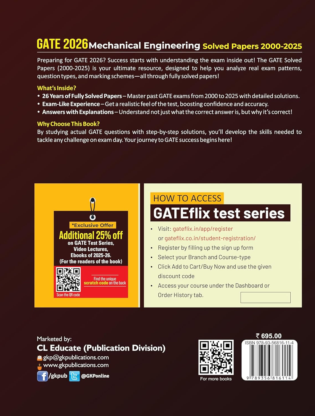 GATE 2026 : Mechanical Engineering - 26 Years of Fully Solved Papers (2000-2025) | Answers with Explanations | With GATEflix Test Series