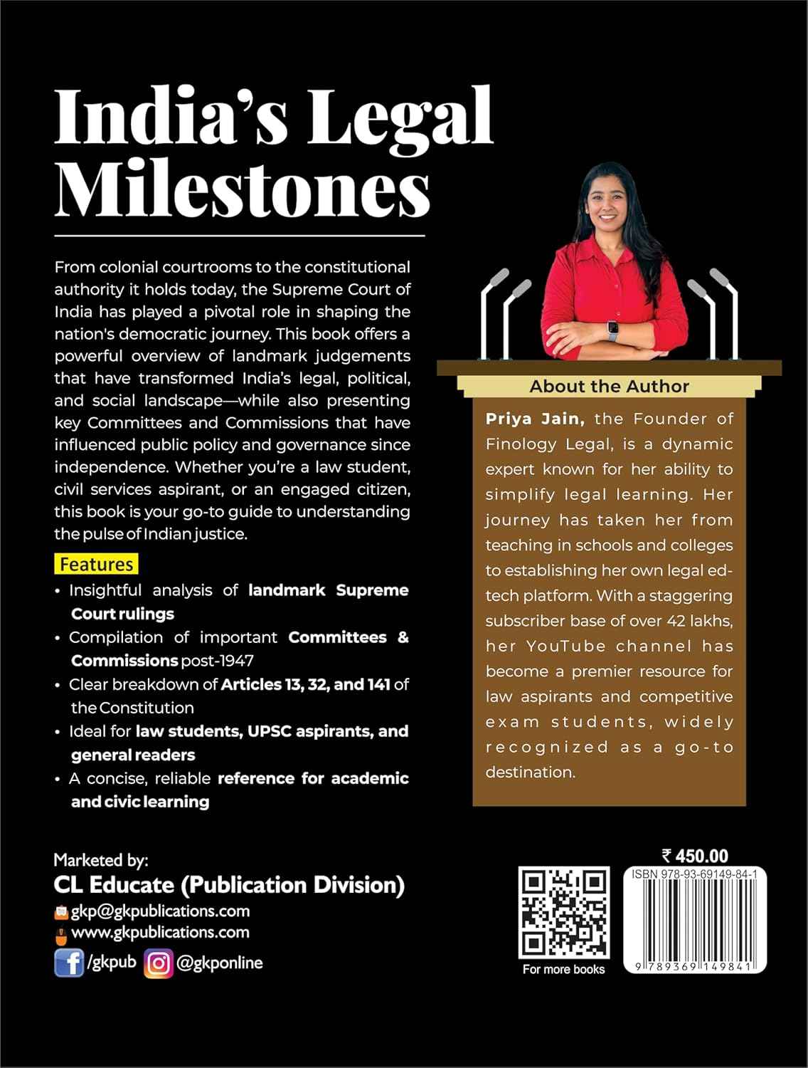 India's Legal Milestones : Historic Judgements & Influential Commissions| For UPSC Aspirants, Law Students and General Readers| Priya Jain