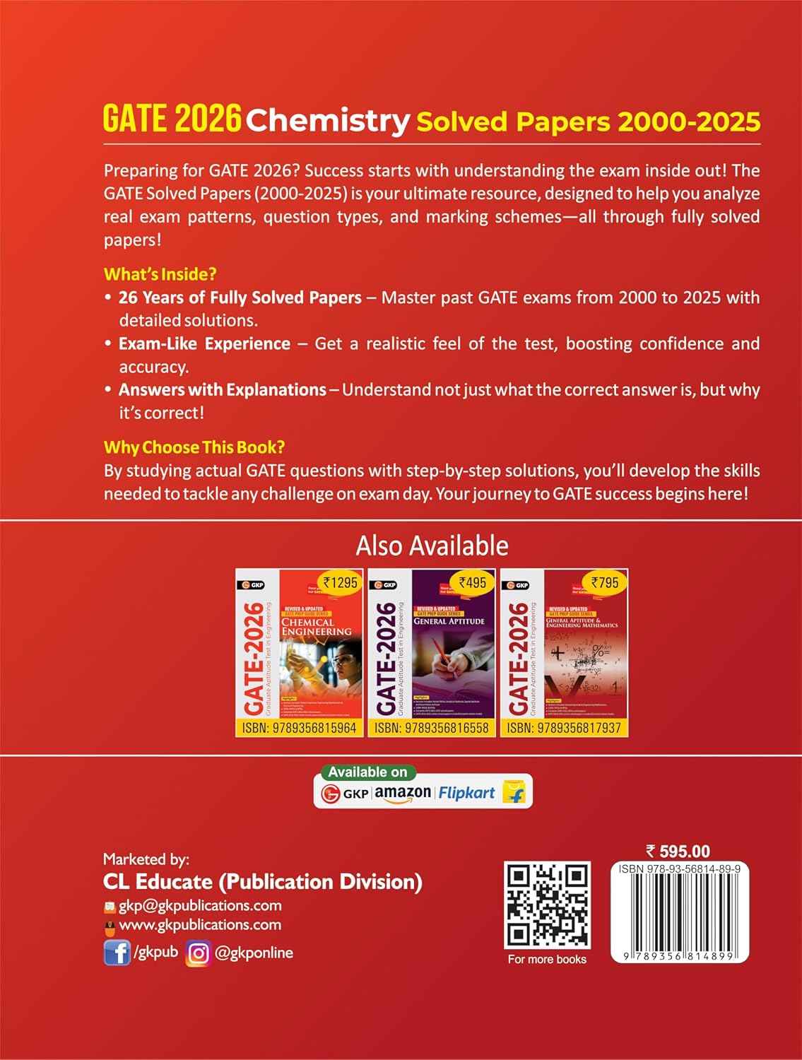 GATE 2026: Chemistry - 26 Years of Solved Papers 2000-2025 | Answers with Explanations | With Detailed Solutions | GATE Prep Series