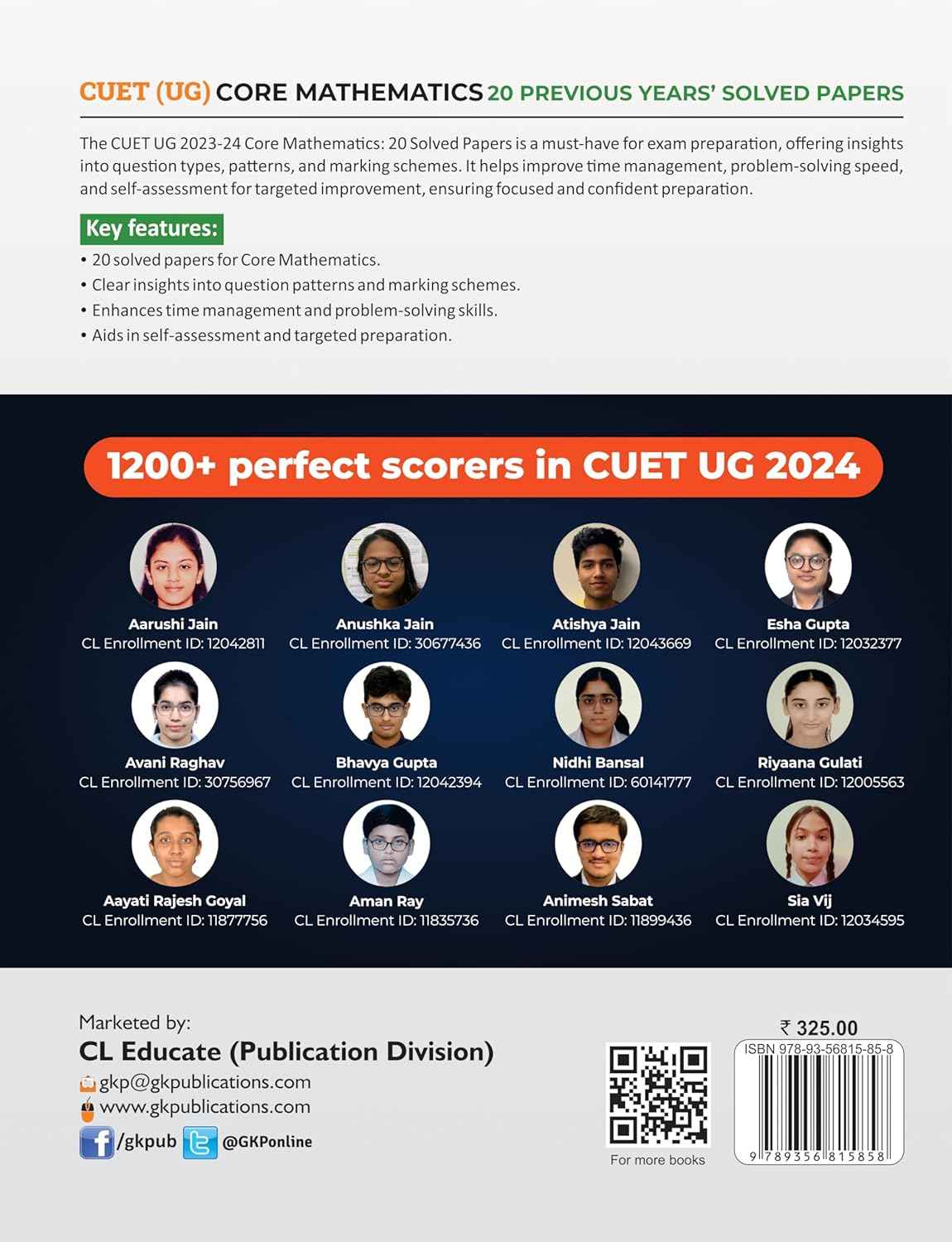 NTA CUET-UG 2025 : Core Mathematics - 20 Previous Years Solved Papers By Career Launcher