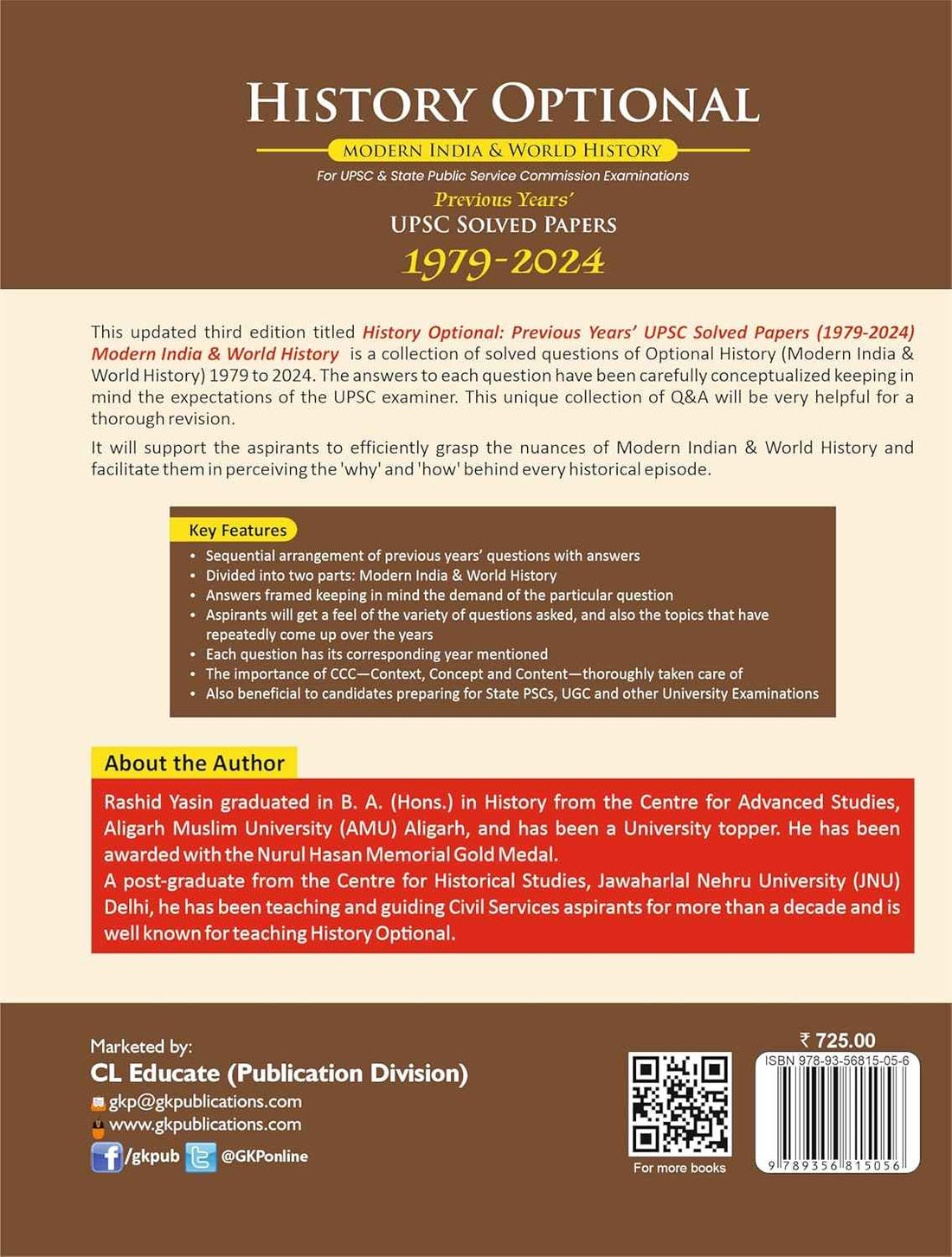 GKP History Optional 2025 | Modern India & World History | UPSC Mains Solved Papers 1979–2024 | 3rd Edition | For IAS, State PSC & UGC and other University Exams