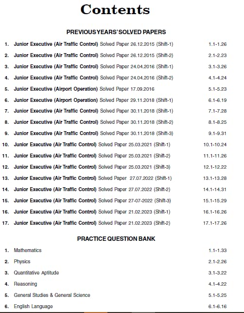 AAI-JE : 17 Solved Papers from 2015-2023 | Air Traffic Control & Airport Operations Junior Executive | 1000+ MCQs Practice Question Bank