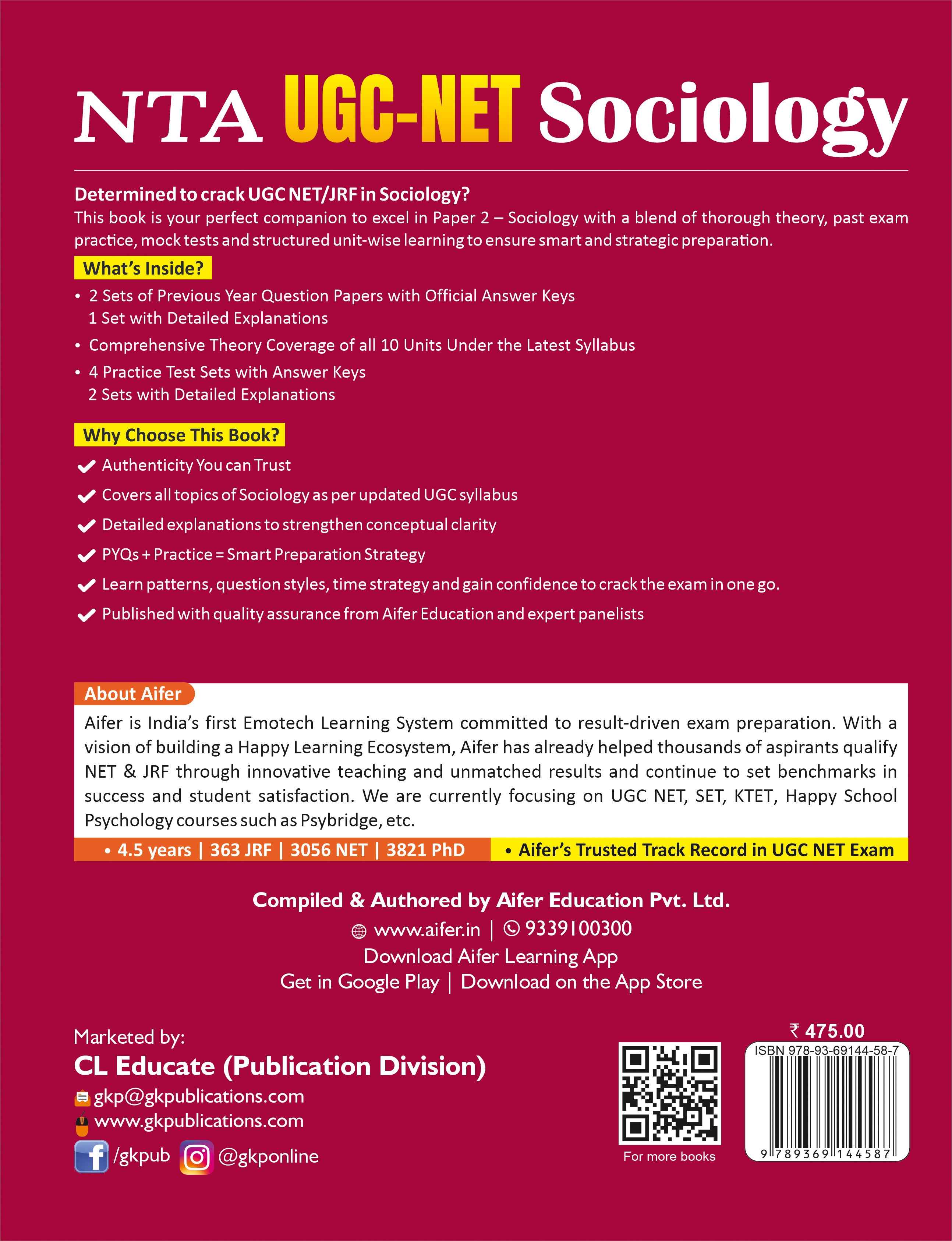 UGC-NET 2026 Sociology | Paper-2 Guide | Complete Theory for 10 Units | Solved PYQs & 6 Mock Tests | Aifer Education UGC NET/JRF Sociology Prep Book - GK Publications
