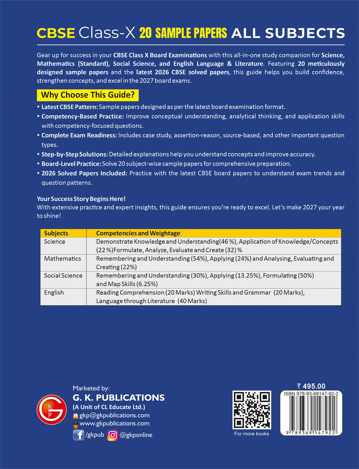 CBSE Class-10 2027: All Subjects 20 Sample Papers | Science, Mathematics, Social-Science & English | Includes 2026 PYQ Solved Paper | CBSE 10th Board Exam Prep