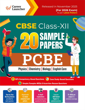 CBSE Class-12 2026: PCBE - 20 Sample Papers (Physics, Chemistry, Biology & English Core) | Includes 75+ MCQs Per Subject & Solved Paper of 2025 & 5 Practice Papers Each Subject | CBSE Board Exam Prep