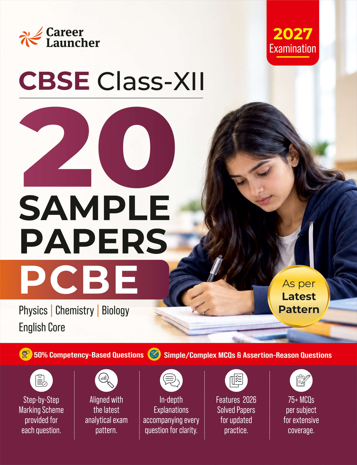 CBSE Class 12 PCBE Sample Papers 2027 : Physics, Chemistry, Biology & English Core – front cover