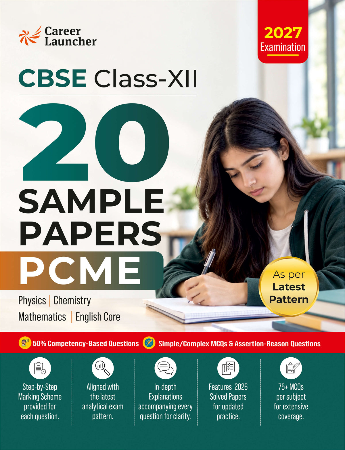 CBSE Class 12 PCME Sample Papers 2027 : Physics, Chemistry, Maths & English Core – front cover