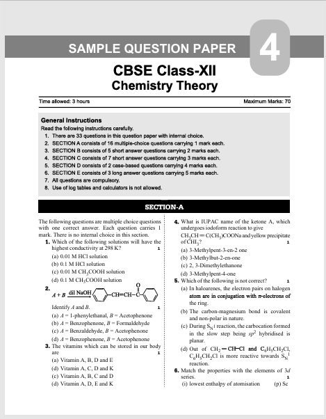 CBSE Class 12 PCME Sample Papers 2027 : Physics, Chemistry, Maths & English Core – table of contents, page 5