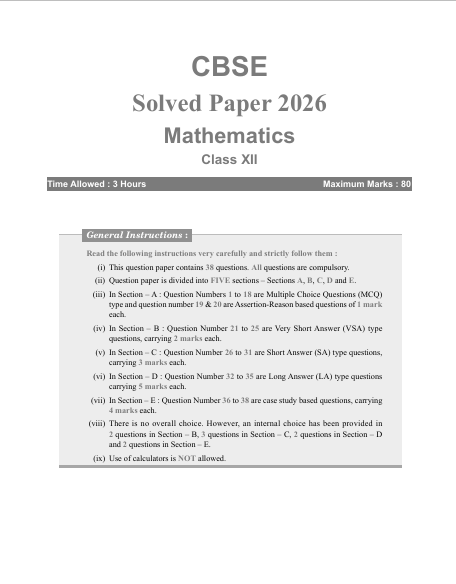 CBSE Class 12 PCME Sample Papers 2027 : Physics, Chemistry, Maths & English Core – table of contents, page 6