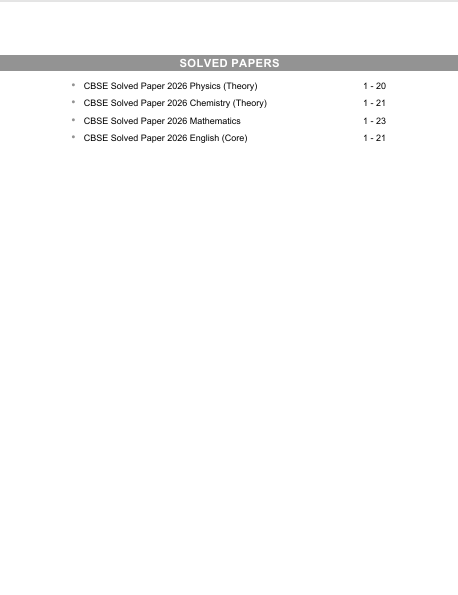 CBSE Class 12 PCME Sample Papers 2027 : Physics, Chemistry, Maths & English Core – table of contents, page 2