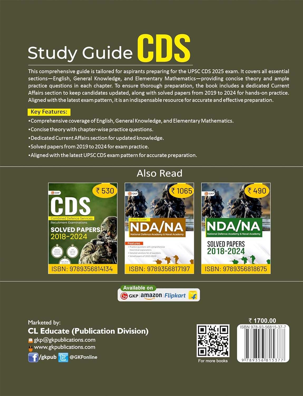 CDS 2025: Exam Study Guide | Chapter-wise Practice Questions & Dedicated Current Affairs | Includes Solved Papers of 2019-2024 | Combined Defence Services Exam