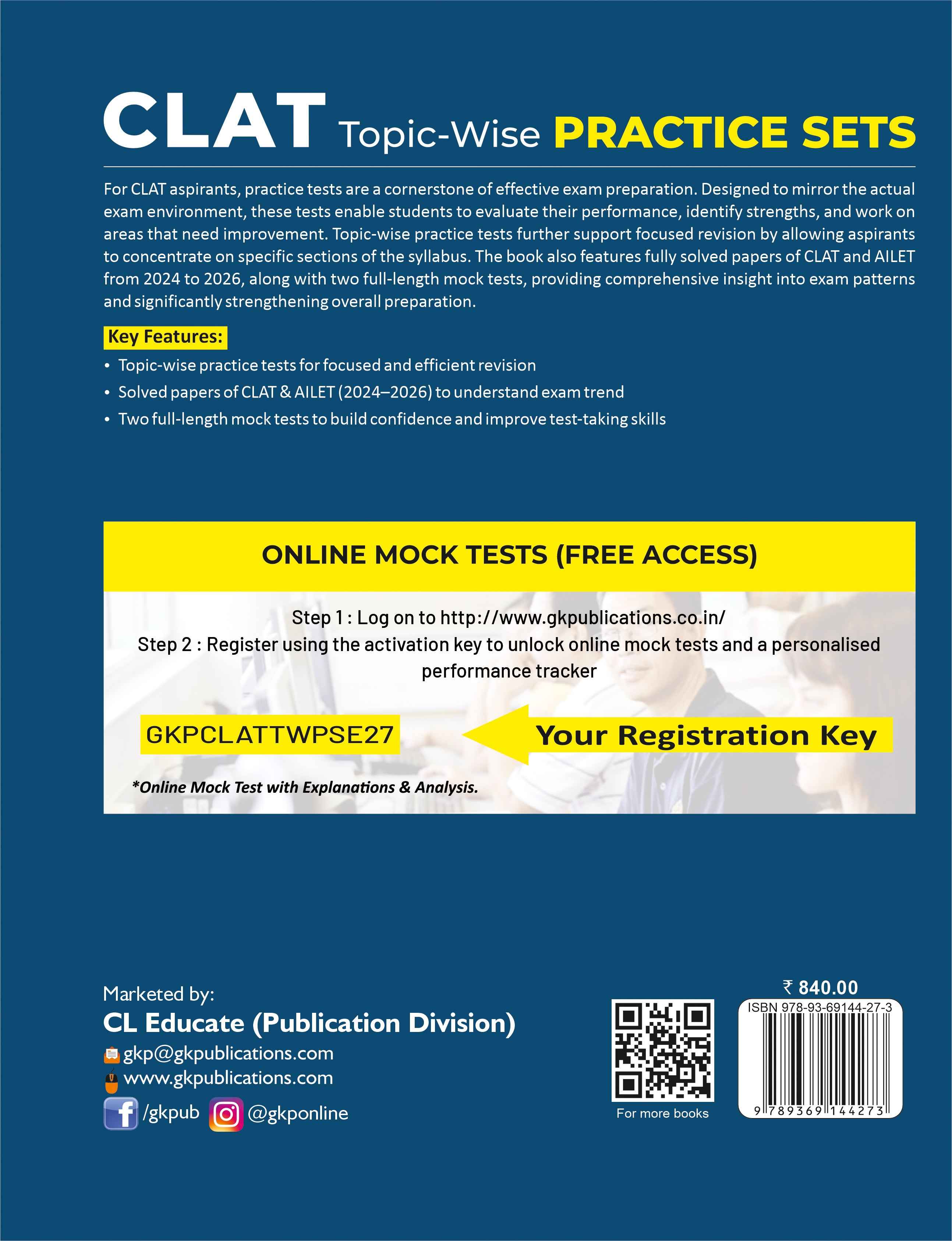 CLAT-UG 2027 Topic-wise Practice Paper Sets by Gautam Puri | Includes 2 Full-Length Mock Test & (CLAT | AILET) Solved Papers (2024-2026) | Law Entrance Exam Prep - GK Publications