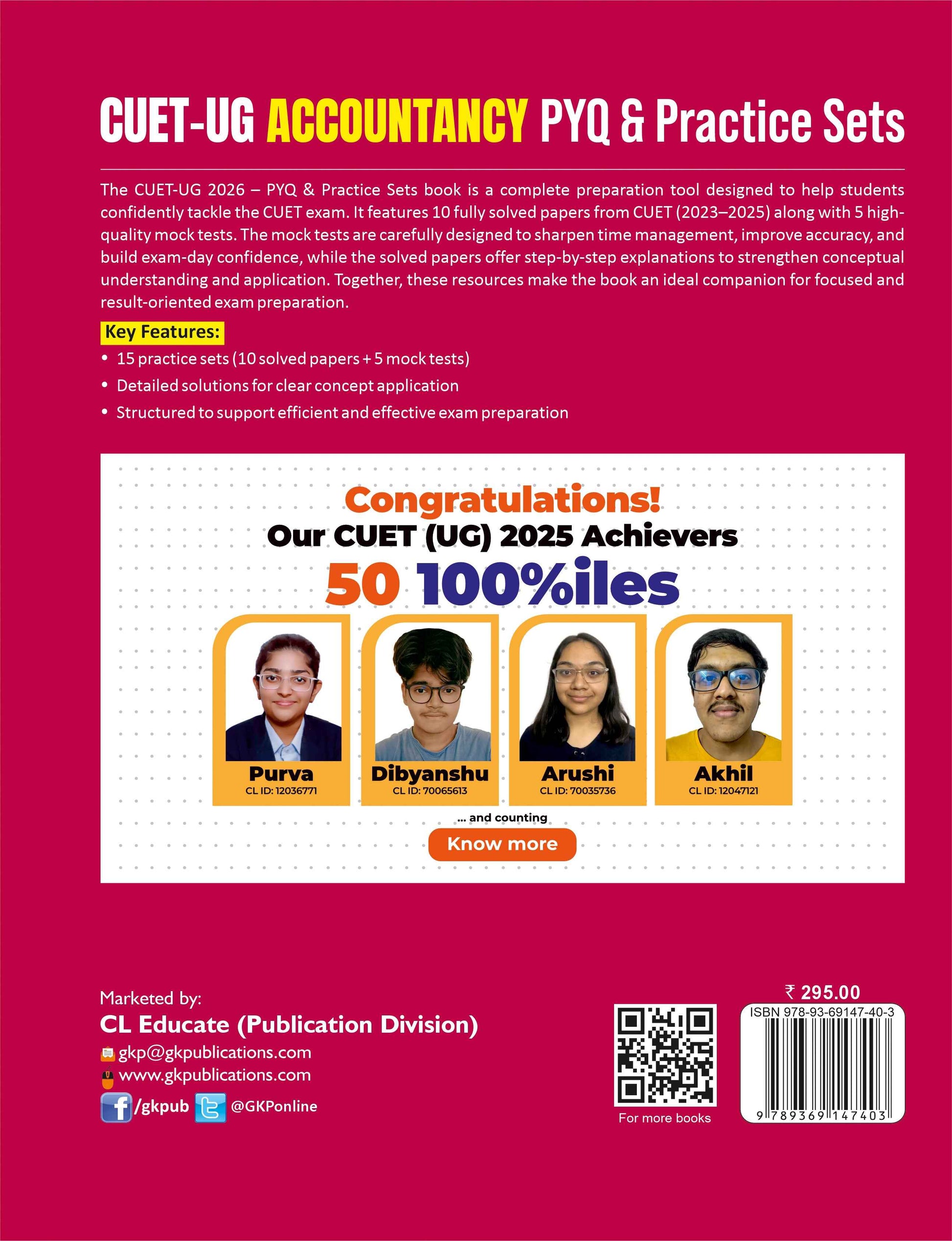 CUET-UG 2025-26 : 15 Practice Sets & PYQs - Accountancy - (5 Mock Tests & 10 Solved Papers)|CUET Solved Papers 2023-25