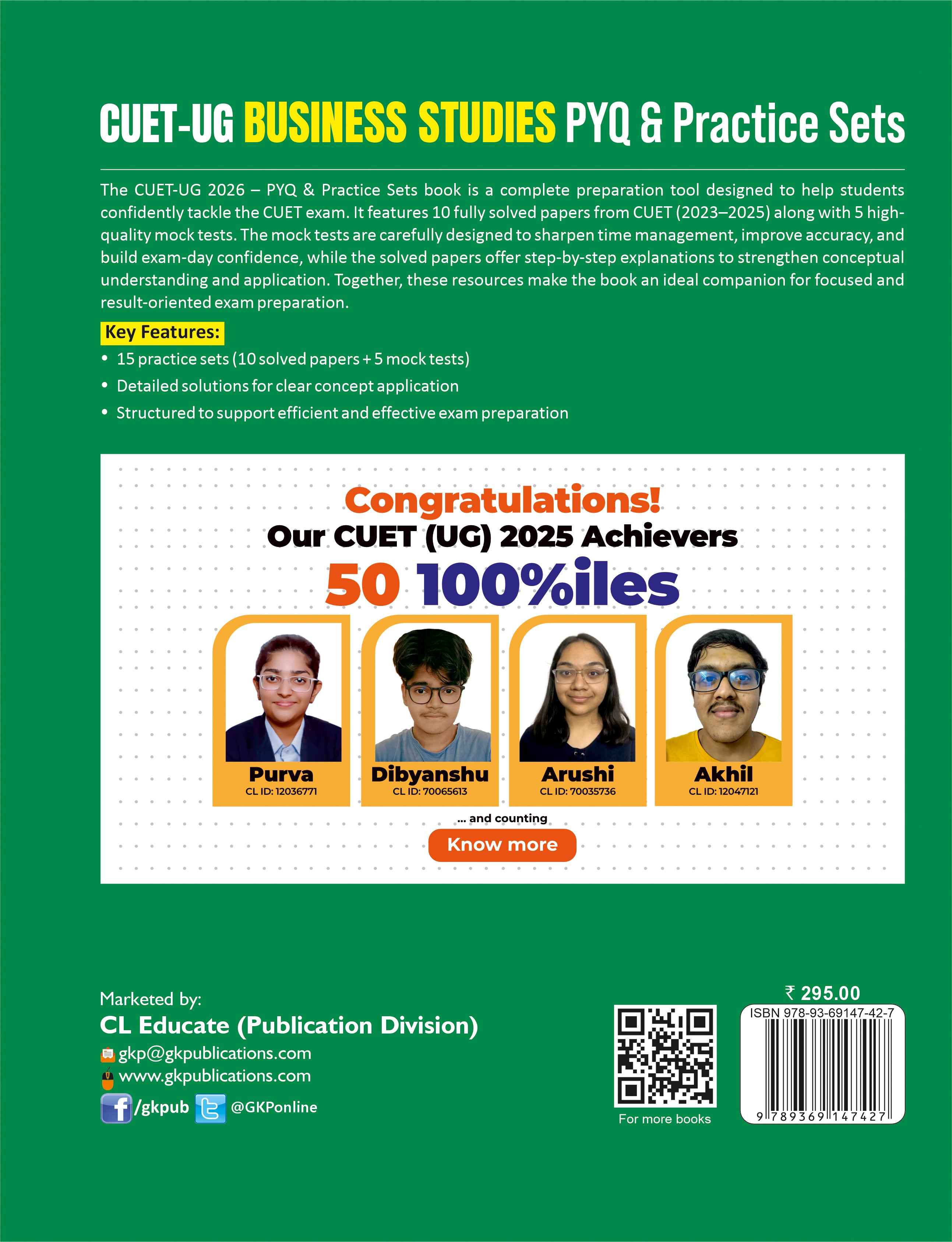 CUET-UG 2025-26 : 15 Practice Sets  & PYQs - - Business Studies - (5 Mock Tests & 10 Solved Papers)|CUET Solved Papers 2023-25