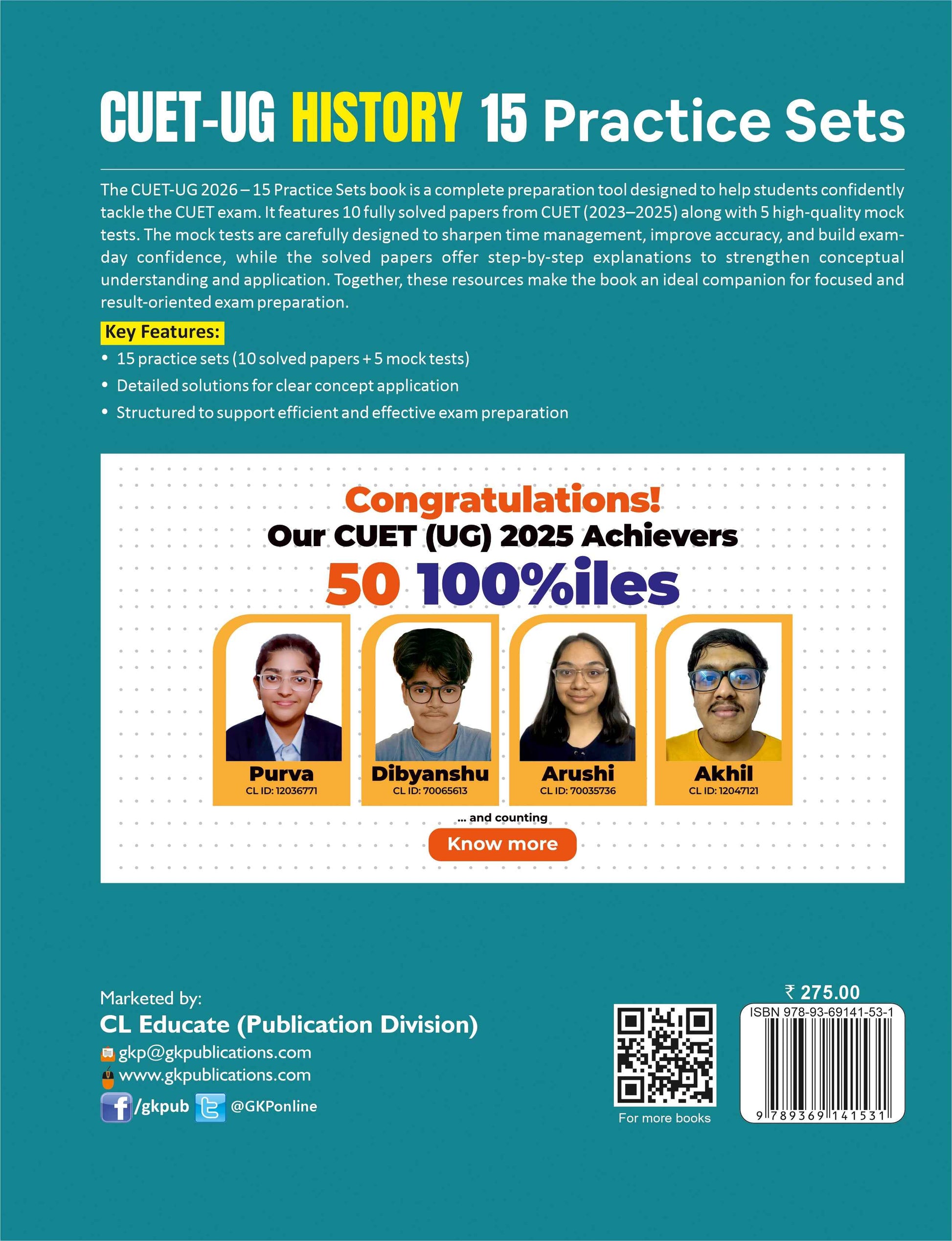 CUET-UG 2025-26 : 15 Practice Sets  & PYQs -- History - ( 5 Mock Tests & 10 Solved Papers)|CUET Solved Papers 2023-25