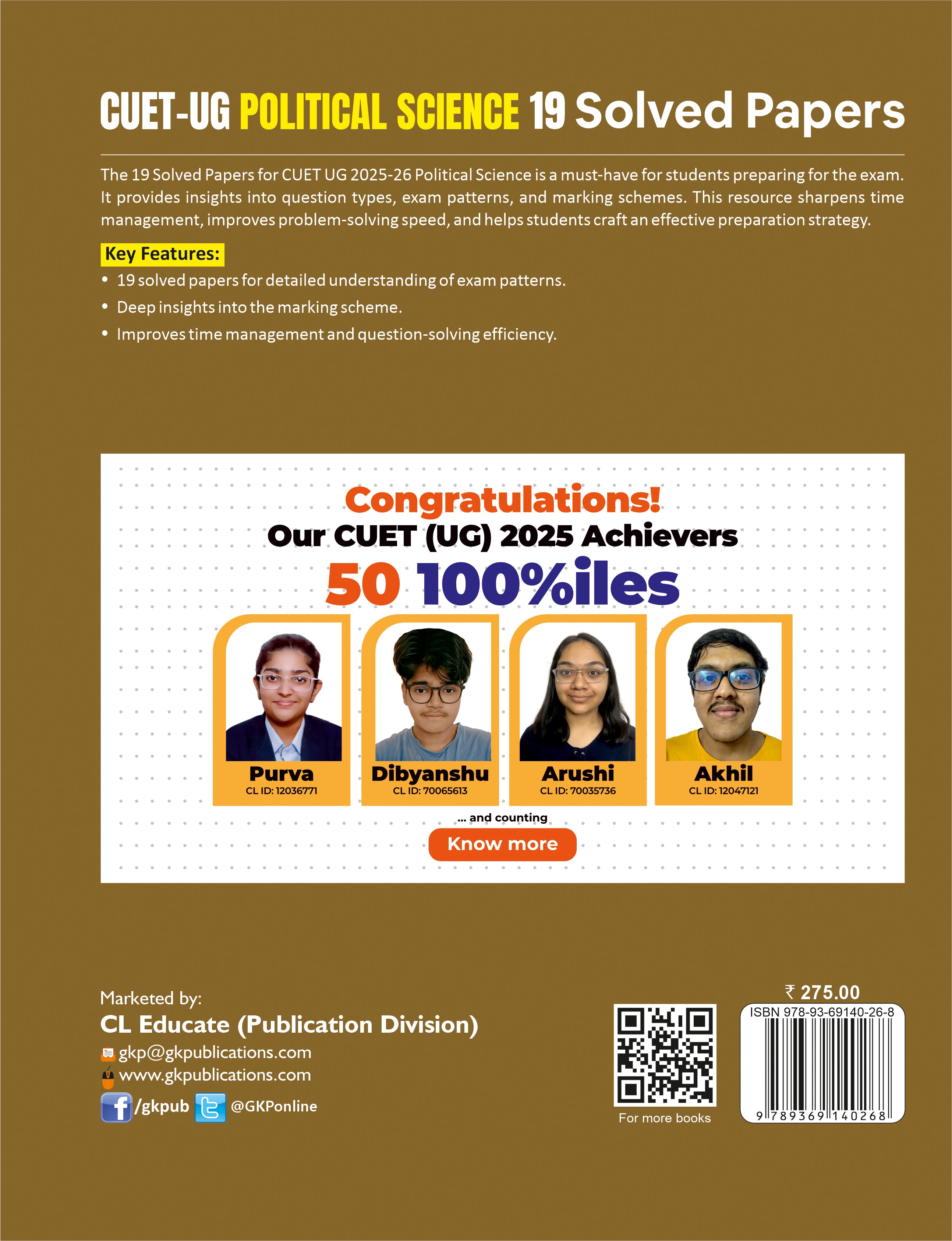 CUET UG 2025-26 : Political Science - 19 Solved Papers