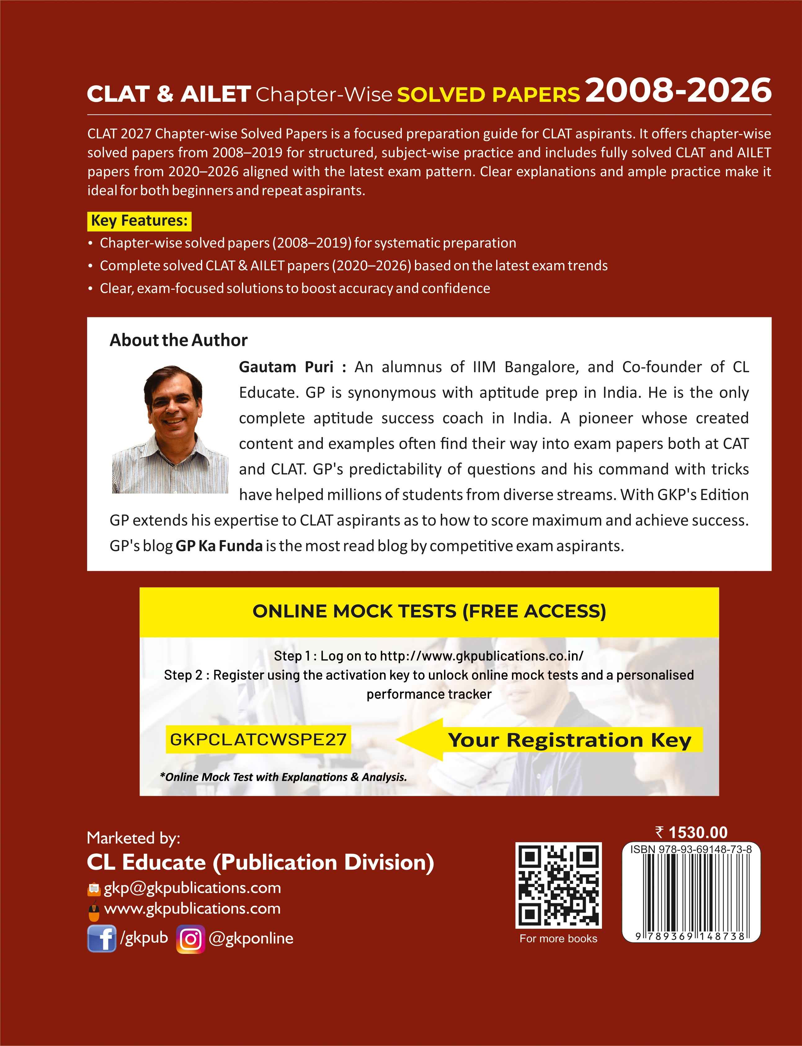 CLAT & AILET 2027- Chapter-Wise & Year-Wise Solved Papers 2008-2026
