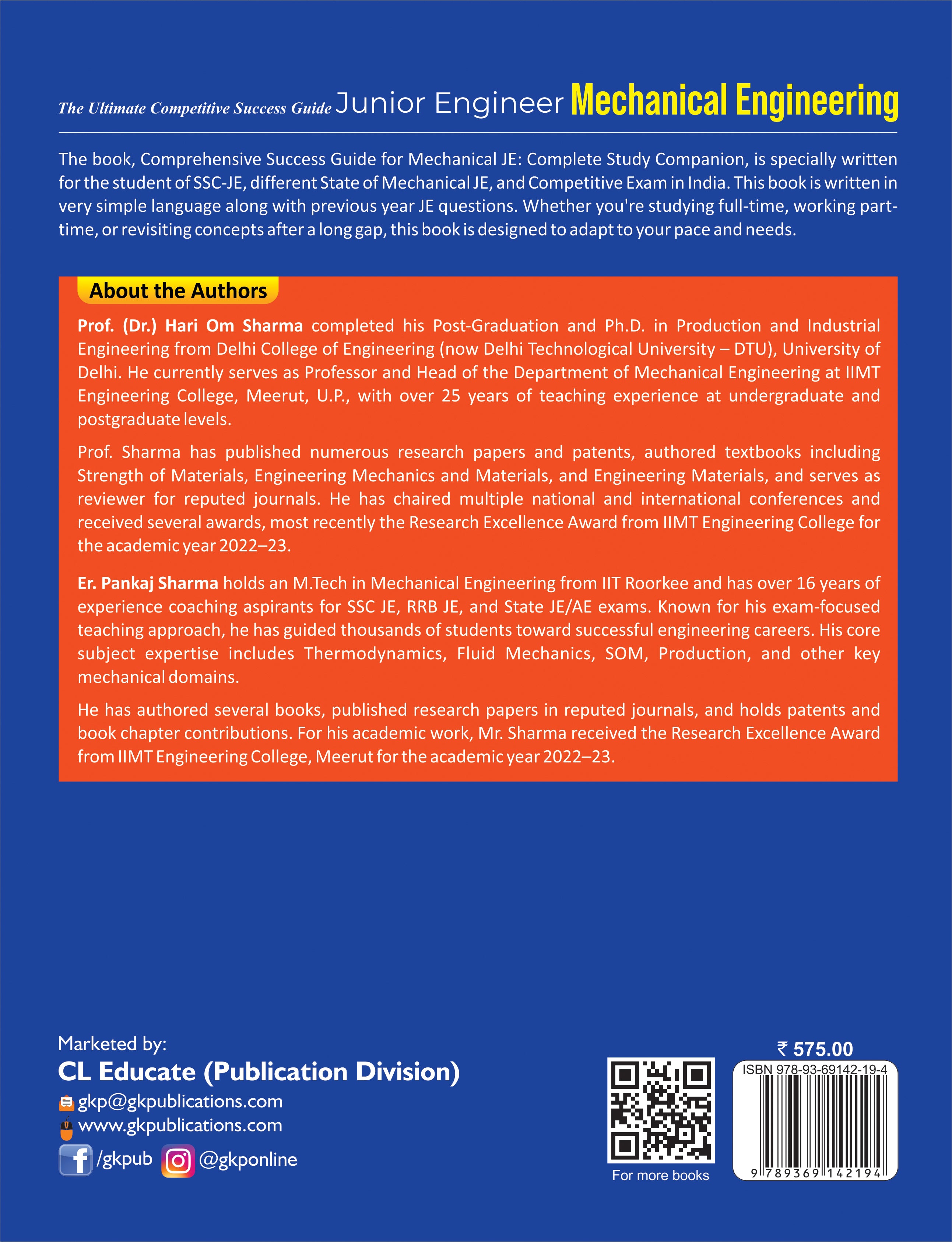 Mechanical Engineering (Junior Engineer)-Competitive Success Guide for all JE level Exams