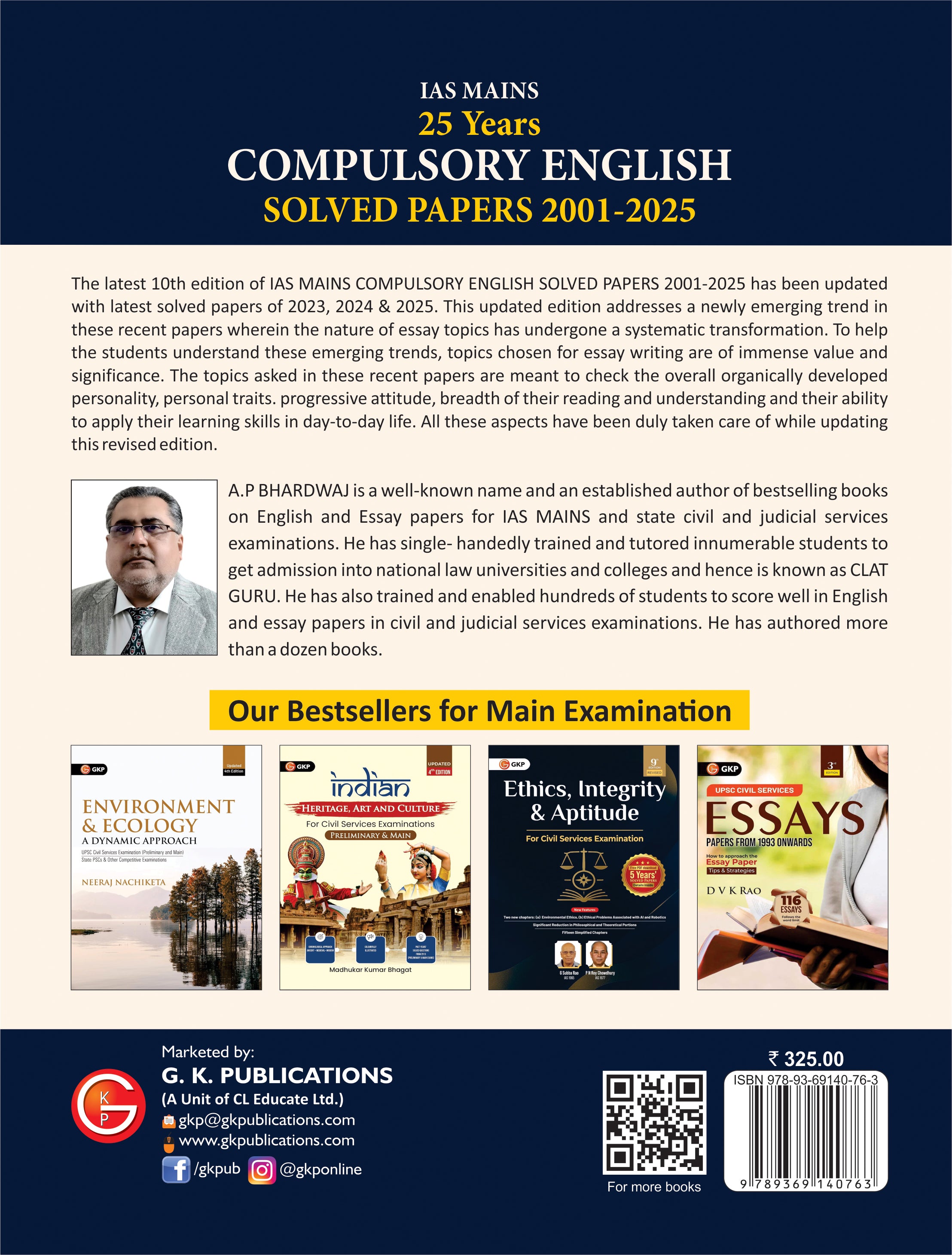 IAS Mains 2026 Compulsory English: 25 Years Solved Papers (2001-2025) with Latest 2023, 2024 & 2025 Papers Included – 10th Edition