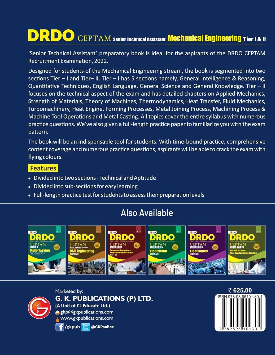 DRDO CEPTAM: Mechanical Engineering (Tier-1 & 2) - Senior Technical Assistant | Includes Full-Length Practice Papers | Divided in Technical & Aptitude Sections | DRDO- Centre for Personnel Talent Management Exam Prep